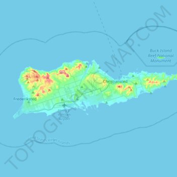 Saint Croix topographic map, elevation, terrain