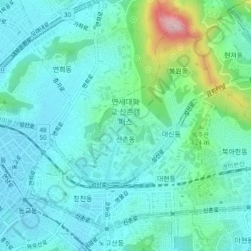 Seoul topographic map, elevation, terrain