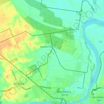 Gooburrum topographic map, elevation, terrain