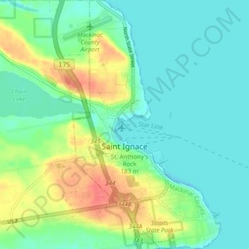 Saint Ignace topographic map, elevation, terrain