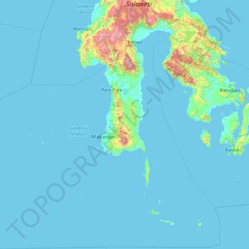 Süd-Sulawesi topographic map, elevation, terrain