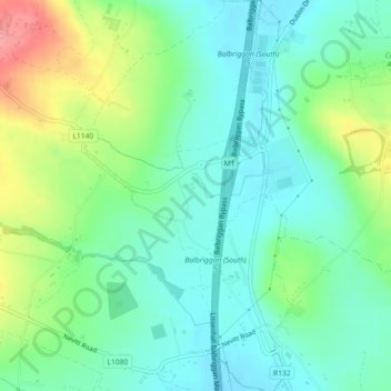 Rowans Little topographic map, elevation, terrain