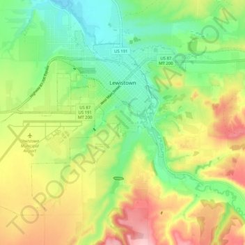 Lewistown topographic map, elevation, terrain
