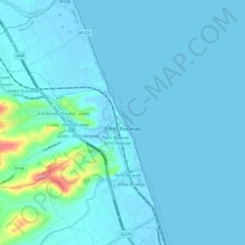 Porto Recanati topographic map, elevation, terrain