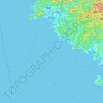 御坊市 topographic map, elevation, terrain
