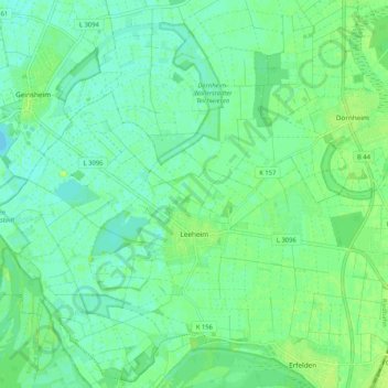Leeheim topographic map, elevation, terrain