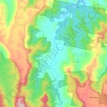 Numinbah Valley topographic map, elevation, terrain