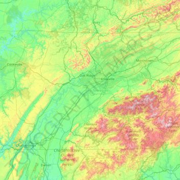 Cherokee National Forest topographic map, elevation, terrain