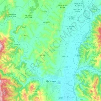 Marsciano topographic map, elevation, terrain