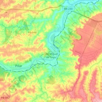 São Miguel de Taipu topographic map, elevation, terrain