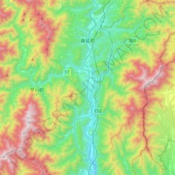身延町 topographic map, elevation, terrain
