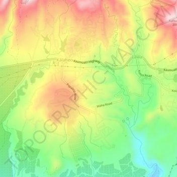 Kalaheo topographic map, elevation, terrain