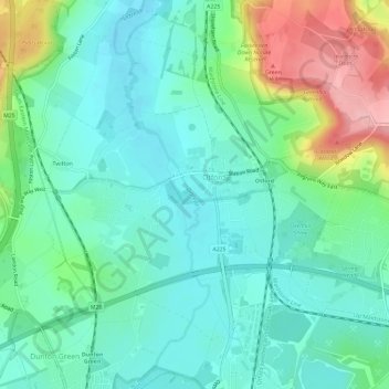 Otford topographic map, elevation, terrain