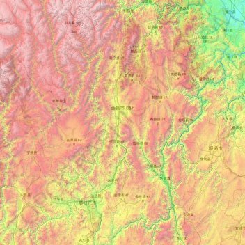 Liangshan Yi Autonomous Prefecture topographic map, elevation, terrain