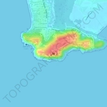 Aguada Fort topographic map, elevation, terrain