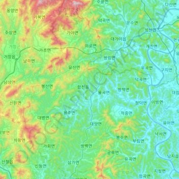Hapcheon-gun topographic map, elevation, terrain