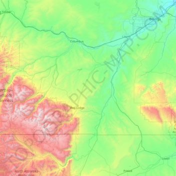 Carbon County topographic map, elevation, terrain