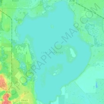 Lake Istokpoga topographic map, elevation, terrain