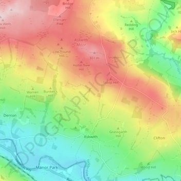 Askwith topographic map, elevation, terrain