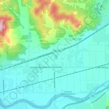 Otis Orchards-East Farms topographic map, elevation, terrain