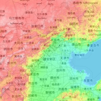Hebei topographic map, elevation, terrain