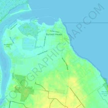Burnett Heads topographic map, elevation, terrain