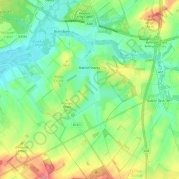 Barton Stacey topographic map, elevation, terrain