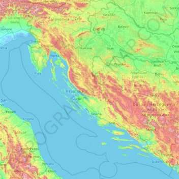 Croatia topographic map, elevation, terrain