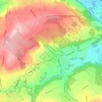 Harden topographic map, elevation, terrain