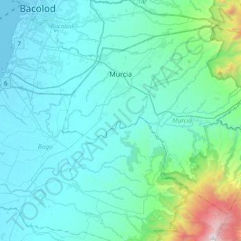 Murcia topographic map, elevation, terrain