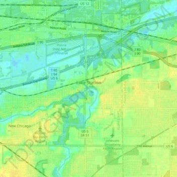 Lake Station topographic map, elevation, terrain