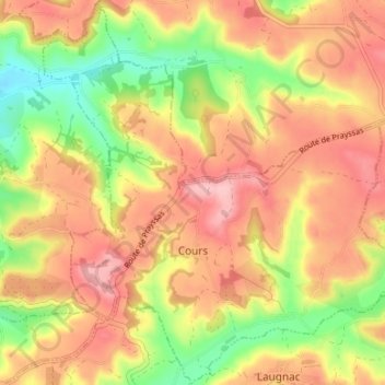 Cours topographic map, elevation, terrain