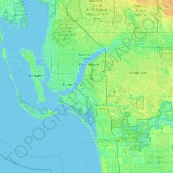 Lee County topographic map, elevation, terrain