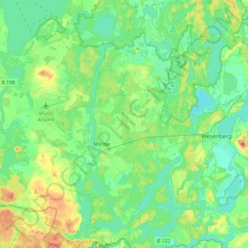 Mirow topographic map, elevation, terrain
