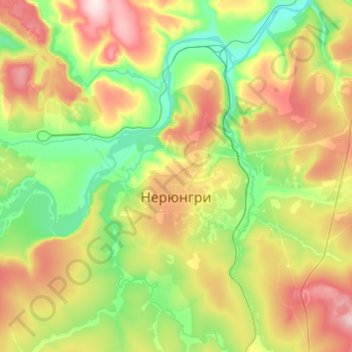 Neryungri topographic map, elevation, terrain