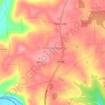 Connoquenessing topographic map, elevation, terrain