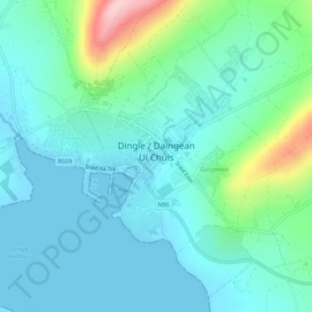 Dingle topographic map, elevation, terrain