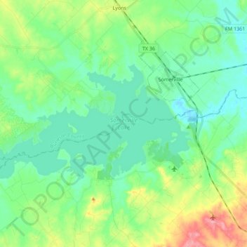 Somerville Lake topographic map, elevation, terrain