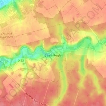 Saint-Règle topographic map, elevation, terrain