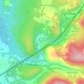 Cassandra topographic map, elevation, terrain