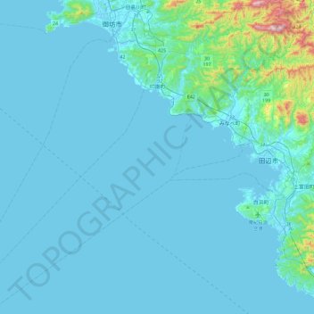 印南町 topographic map, elevation, terrain