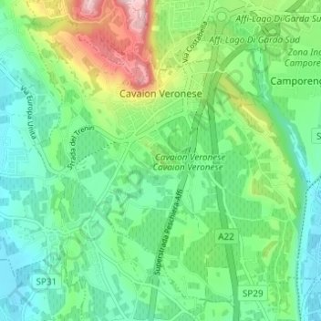 Cavaion Veronese topographic map, elevation, terrain
