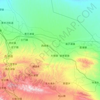 古浪县 topographic map, elevation, terrain