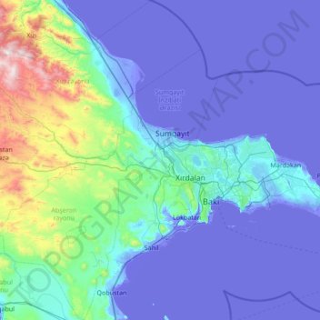 Absheron - Khizi topographic map, elevation, terrain