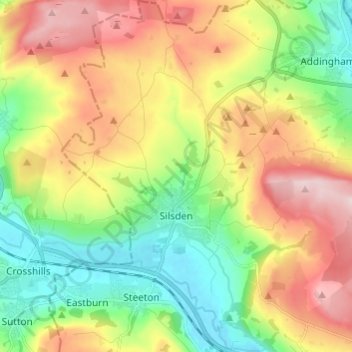 Silsden topographic map, elevation, terrain