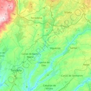 Rio Pavia topographic map, elevation, terrain