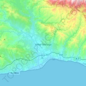 Vélez-Málaga topographic map, elevation, terrain
