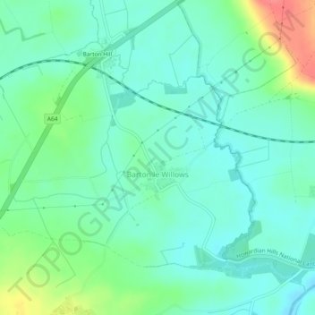 Barton-le-Willows topographic map, elevation, terrain