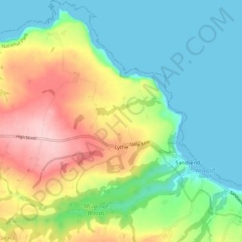 Lythe topographic map, elevation, terrain