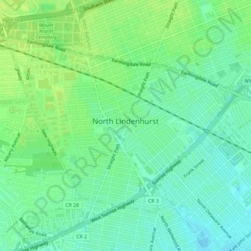 North Lindenhurst topographic map, elevation, terrain